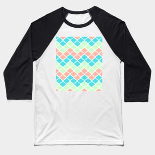 Chevron Quatrefoil Mint Peach Blue Pattern Baseball T-Shirt